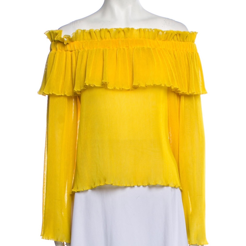 Alice McCall off the shoulder yellow long sleeve blouse